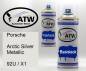 Preview: Porsche, Arctic Silver Metallic, 92U / X1: 400ml Sprühdose + 400ml Klarlack - Set, von ATW Autoteile West.